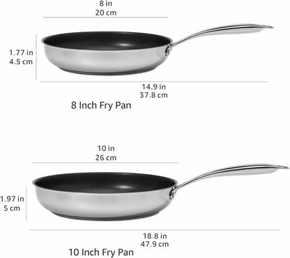 2-Piece Non-Stick Stainless Steel Fry Pan Set, Oven Safe, Induction Compatible, Stay-Cool Handles, 10-Inch and 8-Inch5