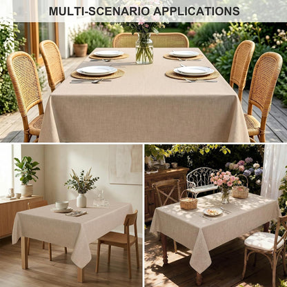 Faux Linen Tablecloth Wrinkle Resistant 54 X 80 Inch - Stone Washable Dust-Proof Rectangle Table Cloth for Kitchen Dining, Outdoor Picnic, Farmhouse Decorative Oblong Table Cover7
