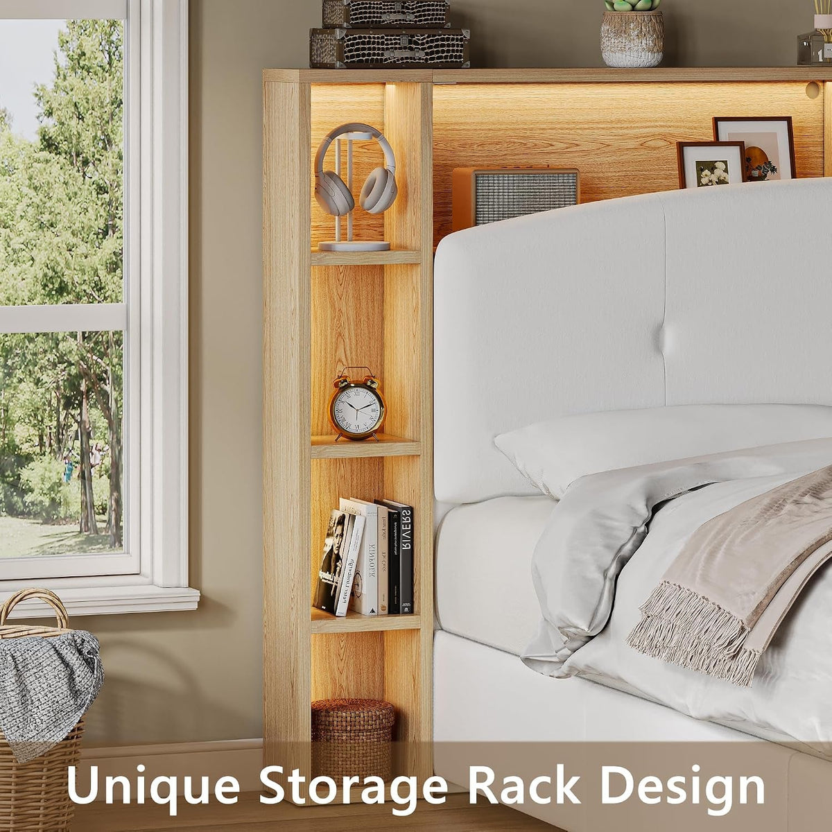 full-bed-frame-with-5-tier-storage-headboard-4-large-drawers-curved-velvet-upholstered-platform-bed-frame-with-charging-station-led-lights-heavy-duty-slats-support-noise-free-white
