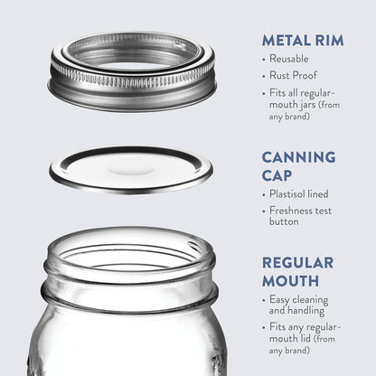 16 Oz Mason Jars with Lids, Regular Mouth, 5 Pack | 16 Oz Glass Jars with Lids and Seal Bands, Mason Jars 16 Oz, Pint Mason Jars, Airtight Canning Jars for Pickling and Oats2