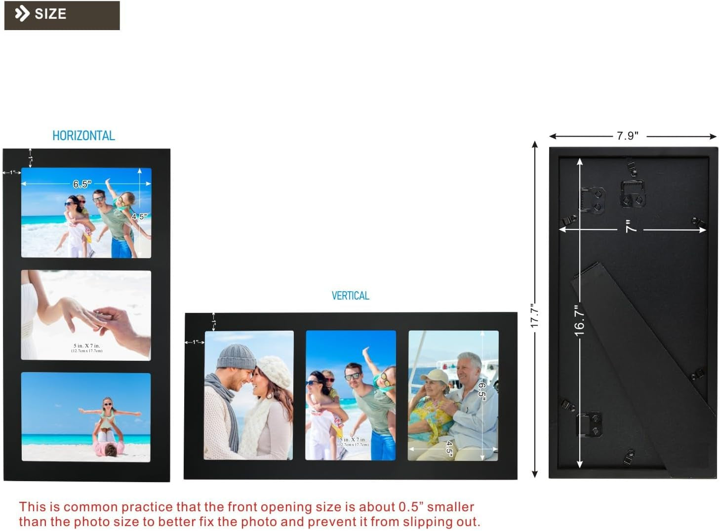 collage-picture-frame-black-wood-5x7-3-opening-1-pack