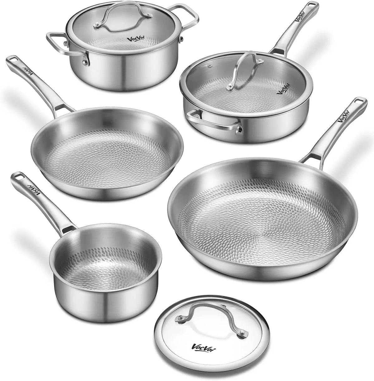 titanium-pans-for-cooking-non-stick-with-lid-8pcs-uncoated-hammered-titanium-pro-frying-pan-pfas-free-cookware-butter-warmer-skillet-induction-oven-safe