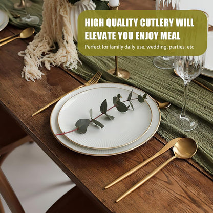 40 Piece Gold Silverware Set for 8,  Stainless Steel Flatware Set, Gold Cutlery Set Utensils Set, Tableware Include Forks Knives Spoons for Home Kitchen Restaurant Wedding, Satin Finish6