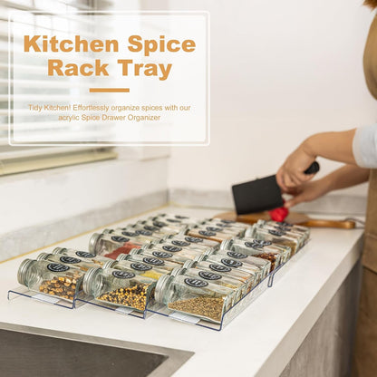 8-Pack Spice Drawer Organizer, Expandable Acrylic Seasoning Rack (13" to 26") with Anti-Slip Mat, Kitchen Spice Rack Holds up to 56 Jars (Jars Not Included)4