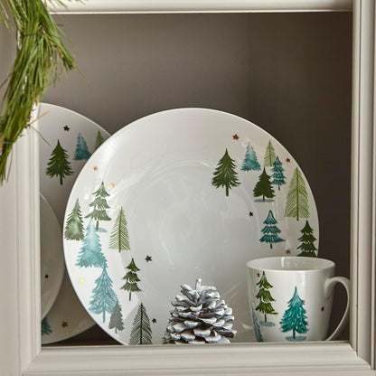 Balsam Lane Porcelain 12-Piece Christmas Dinnerware Set for 46
