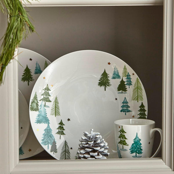 Balsam Lane Porcelain 12-Piece Christmas Dinnerware Set for 46