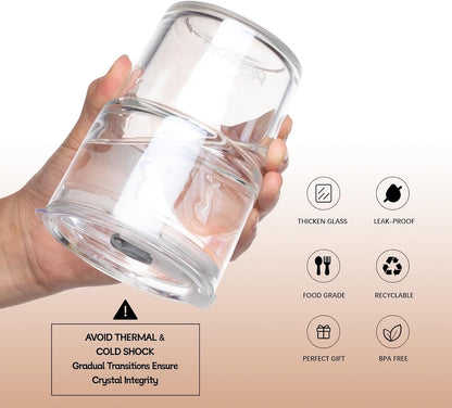 13Oz/400Ml Iced Coffee Cups with Lids and Straw，Sealed Carry on Thick Wall Glass Matcha Tumbler for Juice，Water, Late,Tea Fits Car Cup Holders for Office，Gym(Aurora White8