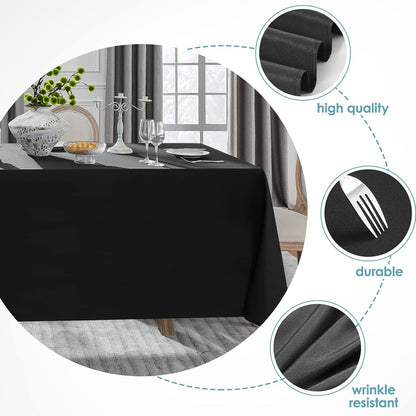 2 Pack 90 * 132Inch Black Rectangle Tablecloth for 6Ft Tables3