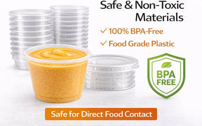 5.5 Oz Clear Plastic Souffle Cups, BPA Free Portion Cups with Lids, 50 Sets3