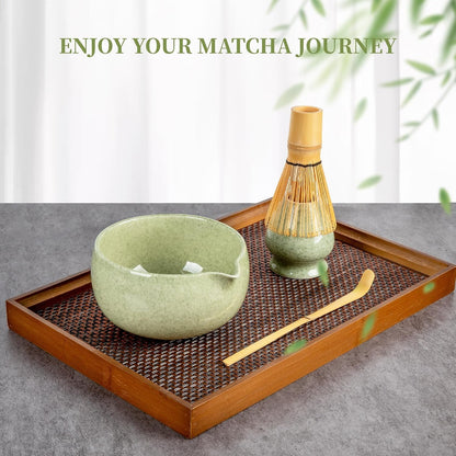 Matcha Whisk Set with Bowl, Ceramic Matcha Making Kit Includes Bamboo Whisk (Chasen), Holder Stand, Powder Starter Sifter, Scoop, Measuring Spoon & Cup Tea Tools for Ceremony (Mottled Green)7