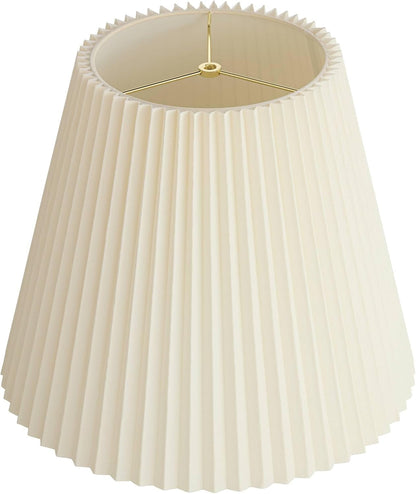 Pre-Assembled Edie Large Ivory Pleated Lamp Shade 10X17X14.75 (Spider) | 10" Top X 17" Bottom X 14.5" High X 14.75" Slant Replacement for Table + Floor Lamps White Bell round Harp + Finial9