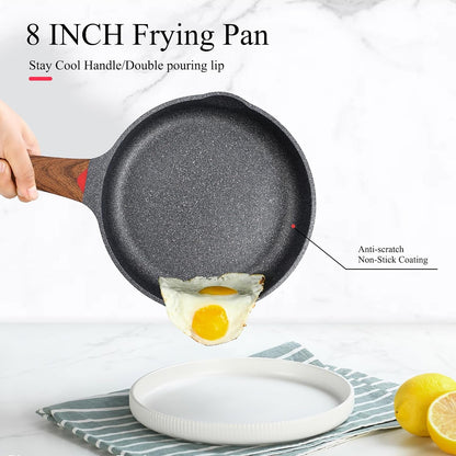 8 Inch Nonstick Frying Pan Skillet with Lid, Cast Aluminum2