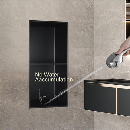 Matte Black 12"X24" No Tile Shower Niche Stainless Steel 2-Tier Wall Niche5