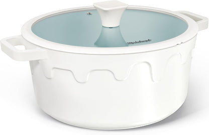 8 Quart Stock Pot with Lid, Titanium Ceramic Nonstick Soup Pot | Ptfe-Free & Non-Toxic | Coating Lasts Longer | 8 Qt for Gatherings | Glass Lid | Stovetop-To-Table & Gift | Cream1