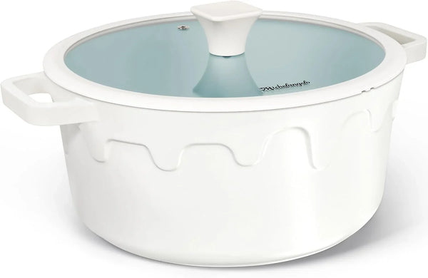 8 Quart Stock Pot with Lid, Titanium Ceramic Nonstick Soup Pot | Ptfe-Free & Non-Toxic | Coating Lasts Longer | 8 Qt for Gatherings | Glass Lid | Stovetop-To-Table & Gift | Cream1