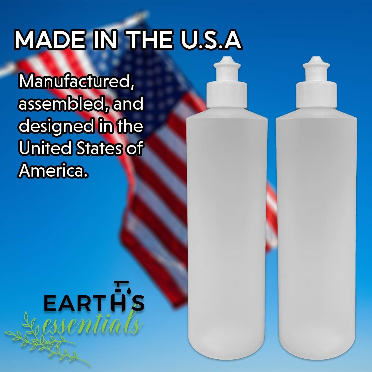 2-pack-refillable-16-ounce-hdpe-squeeze-bottles-with-push-pull-button-top-dispenser-caps-great-for-lotions-shampoos-conditioners-and-massage-oils-includes-our-patented-thread-on-funnel