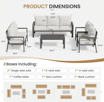 5 Pieces Aluminum Patio Furniture Set 7-Seat Outdoor Furniture Sets6