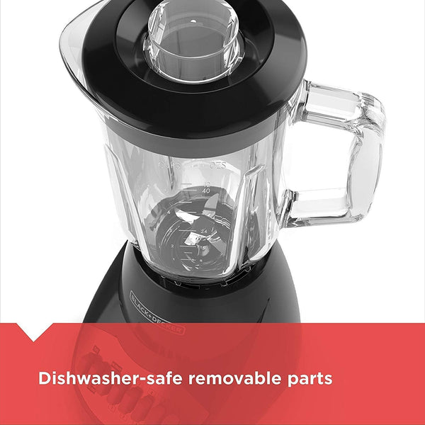 BLACK+DECKER Countertop Blender with 6-Cup Glass Jar, 10-Speed Settings, Black, BL2010BG7
