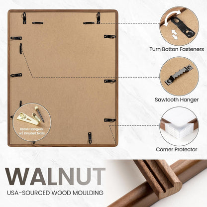 11X14 Picture Frame, Solid Walnut Wood Photo Frame, Rounded Corner, 2 Pack7