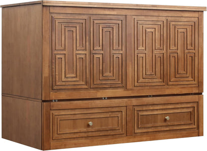 Pompei Murphy Cabinet Chest Bed with Charging Station 8 Inch, Queen (Blonde Oak)4