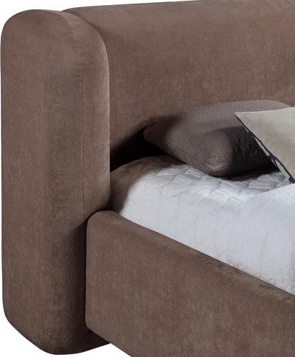 Meridian Furniture Modenabrown-Q Modena Collection Modern | Contemporary Queen Bed with Soft Brown Polyester Chenille 570 GSM Fabric, Solid Wood Inner Frame, 78.75" W X 101" D X 44" H, Brown, Queen8