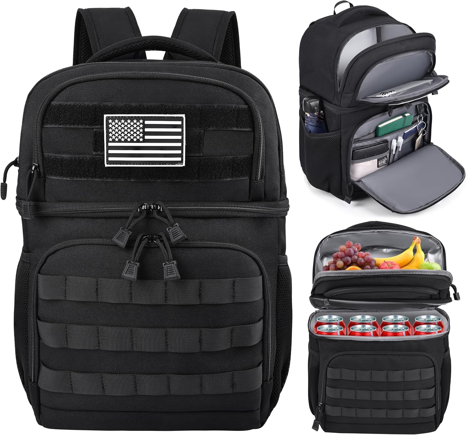 lunch-backpack-for-men-tactical-inspired-double-deck-cooler-backpack-insulated-leakproof-rfid-lunchbox-for-work-black