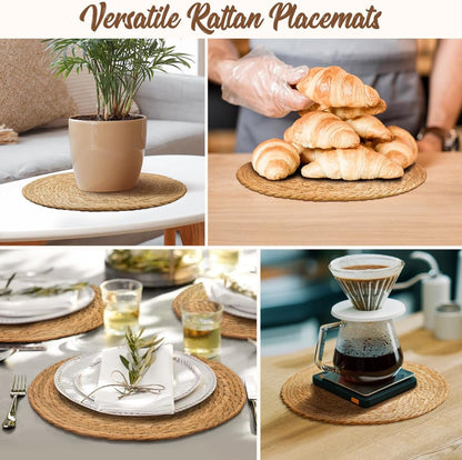 13" round Woven Placemats Set of 10, Plate Chargers for Dining Table | 13 Inch Place Mats Set of 10, Wicker Chargers for Dinner Plates, Boho Farmhouse Rustic Table Mats for Dining Table Decor6