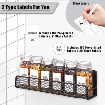 4 Pack Magnetic Spice Rack for Refrigerator, 24 Spice Jars, Labels4