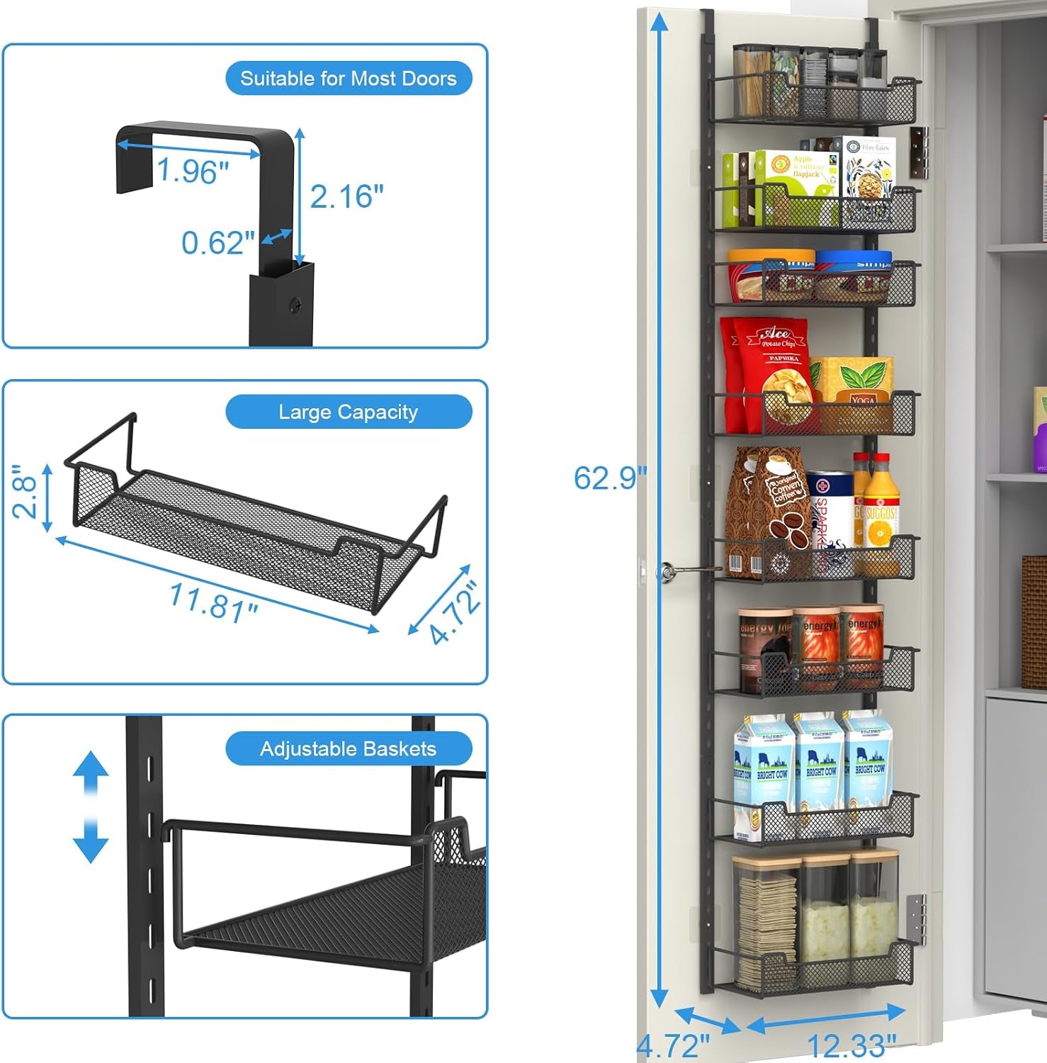 12-3-w-narrow-over-the-door-pantry-organizer-8-tier-over-the-door-organizer-with-adjustable-basket-pantry-door-organization-for-pantry-kitchen-storage-room-spice-rack-black