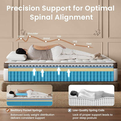 Mattress Queen Size - 12 Inch Hybrid Mattress Medium Firm with Orthopedic Spinal Support & Motion Isolation - Individually Pocketed Springs, Certipur-Us Certified Memory Foam3