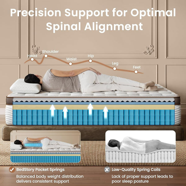 King Mattress 14 Inch - Medium Firm Hybrid Mattress King with Motion Isolation & Orthopedic Support - 800+ Individually Pocketed Springs, Certipur-Us Certified, Fiberglass Free3