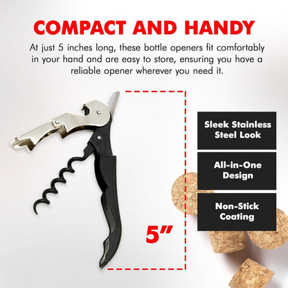 Select Waiters Corkscrew with Foil Cutter and Bottle Opener, 5 Inches in Length, Stainless Steel/Black4