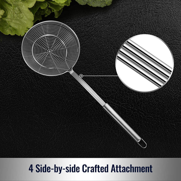 Solid Stainless Steel Spider Strainer Skimmer Ladle for Cooking and Frying, Kitchen Utensils Wire Strainer Pasta Spoon, 5.4 Inch4