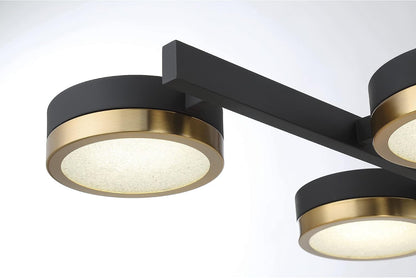 1-1636-8-143 Ashor Modern Crushed Crystal Linear Chandelier, Integrated LED 8-Light 88 Total Watts, 23" H X 60" L, Matte Black with Warm Brass Accents6