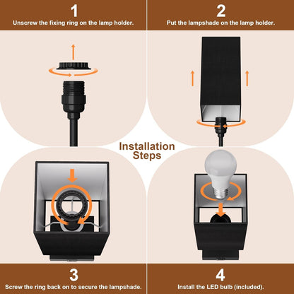 Bedside Table Lamp for Bedroom with 2 USB Ports, 14-Inch, Black | USB A+C Ports, Touch 3-Way Dimmable LED Bulb Included Fabric Lampshade Metal Base Small Nightstand Lamp for Desk Living Room8