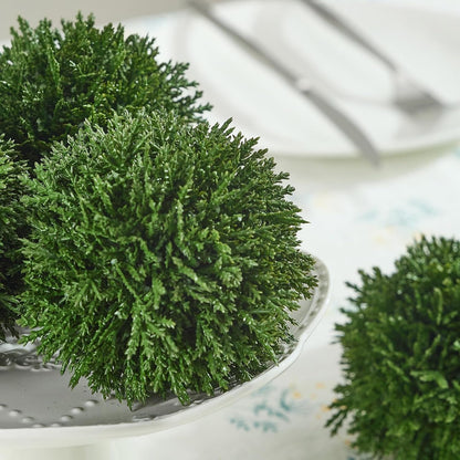 4 Inch Decorative Balls, Real Touch Cedar Topiary Ball Faux Greenery Boxwood Balls for Centerpiece Bowls Farmhouse Home Decor 3 Pcs3