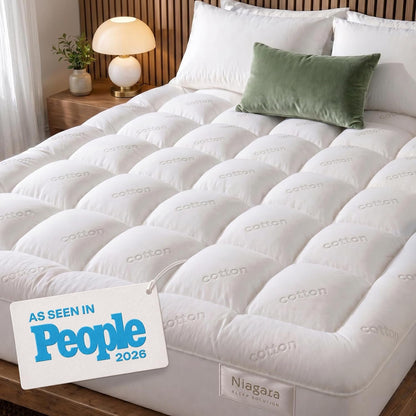 100% Cotton Top Cooling Mattress Topper - Queen Size | Cloud-Like Mattress Pad, Breathable, 20" Deep Pocket, Back Pain Relief, Perfect for Hot Sleepers, White1
