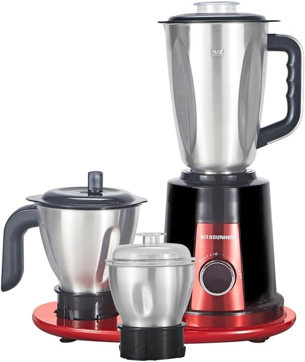 800W Mixer Grinder for Indian Cooking | 800W Copper Motor, 1.5L+1.0L+0.5L Jars, Wet/Dry Grinding, Masala, Chutney, Batter, Mincer & Grinder Attachments,110-120V 60Hz1