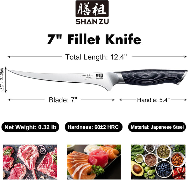 7 Inch Fillet Knife, Japanese Super Steel Boning Knife5