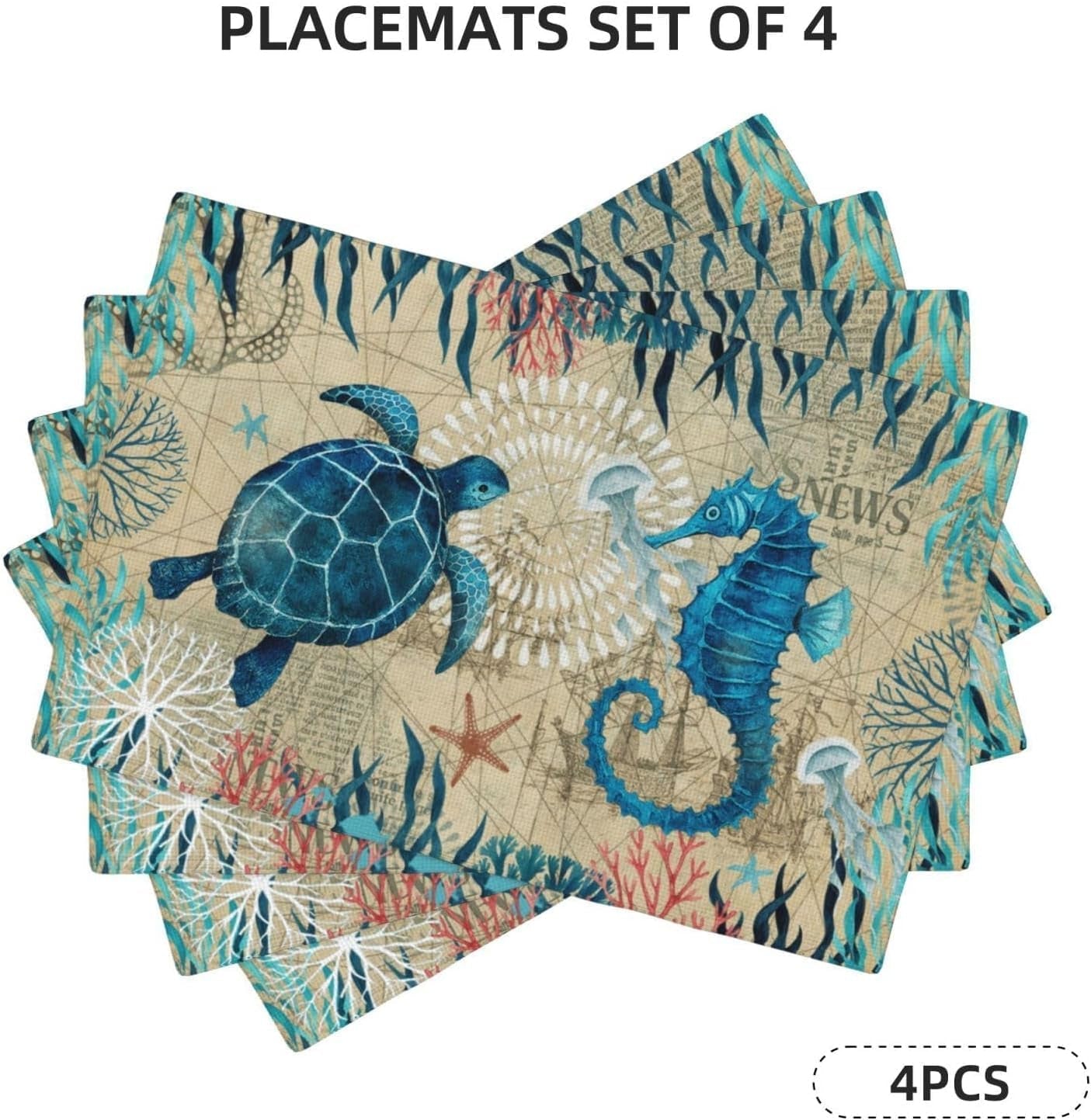 nautical-placemats-set-of-4-ocean-coast-beach-theme-washable-non-slip-heat-resistant-place-mats-sea-turtle-seahorse-summer-linen-decoration-dinner-mat-for-kitchen-dinner-party-decor