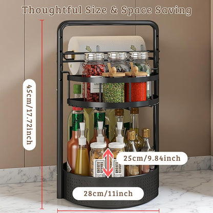 Rotating Spice Rack with Paper Towel Holder, Black3