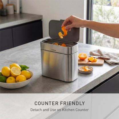 Simplehuman Compost Caddy, Detachable and Countertop Bin, 4 Liter / 1.06 Gallon, Brushed Stainless Steel3