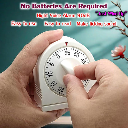 60 Minute Wind up Timer, Visual Mechanical Timer with Loud Alarm, Manual Countdown Timers for Classroom, Home, Study and Cooking (White)4