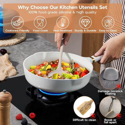Silicone Cooking Utensils Set, Kitchen Utensil for Nonstick Cookware4
