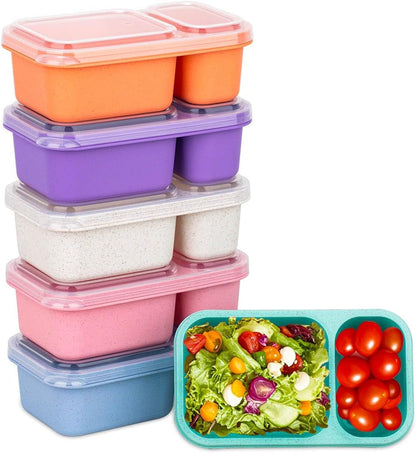 6 Color 2-Compartment Reusable Snack Containers with Lids1
