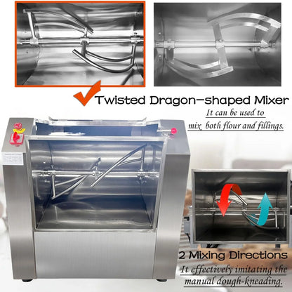 110V Commercial Dough Mixer Machine 50 KG Kneading Capacity Electric Food Mixer Flour Mixer 3000W/4HP for Dough Mixing Kneading3