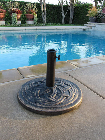 UBP18181-BR 18-Inch Cast Stone Umbrella Base, Made from Rust Free Composite Materials, Bronze Powder Coated Finish2