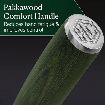 Hexclad Green 6 Piece Japanese Damascus Stainless Steel Knife Set | Full Tang Construction, Pakkawood Handle, 67 Layers Steel3