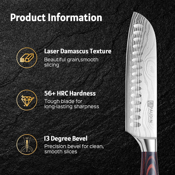 Santoku Knife Chef Knife, Ultra Sharp 7" Kitchen Knife for Cooking3
