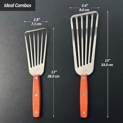 Fish Spatula Turner, Stainless Steel Slotted Spatulas Set - 3"X6"+4"X8"7